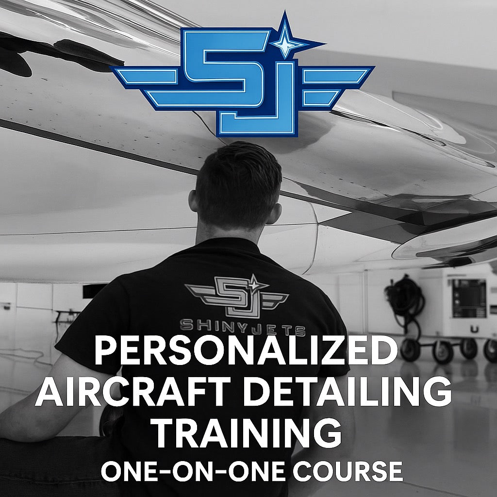Shiny Jets Personalized Aircraft Detailing Training One-on-One Course thumbnail showing technician polishing aircraft brightwork
