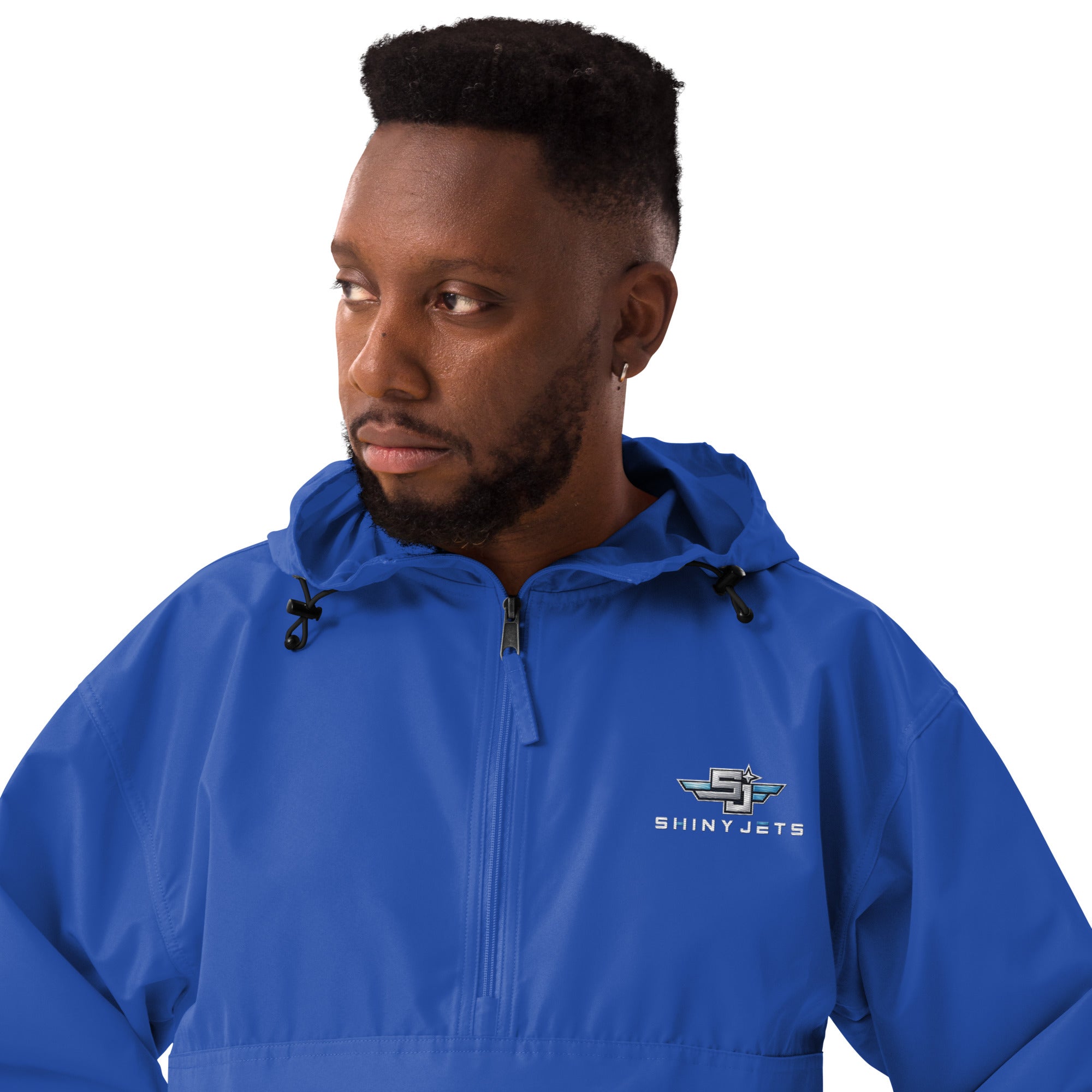 Embroidered Champion Packable Jacket | Shiny Jets